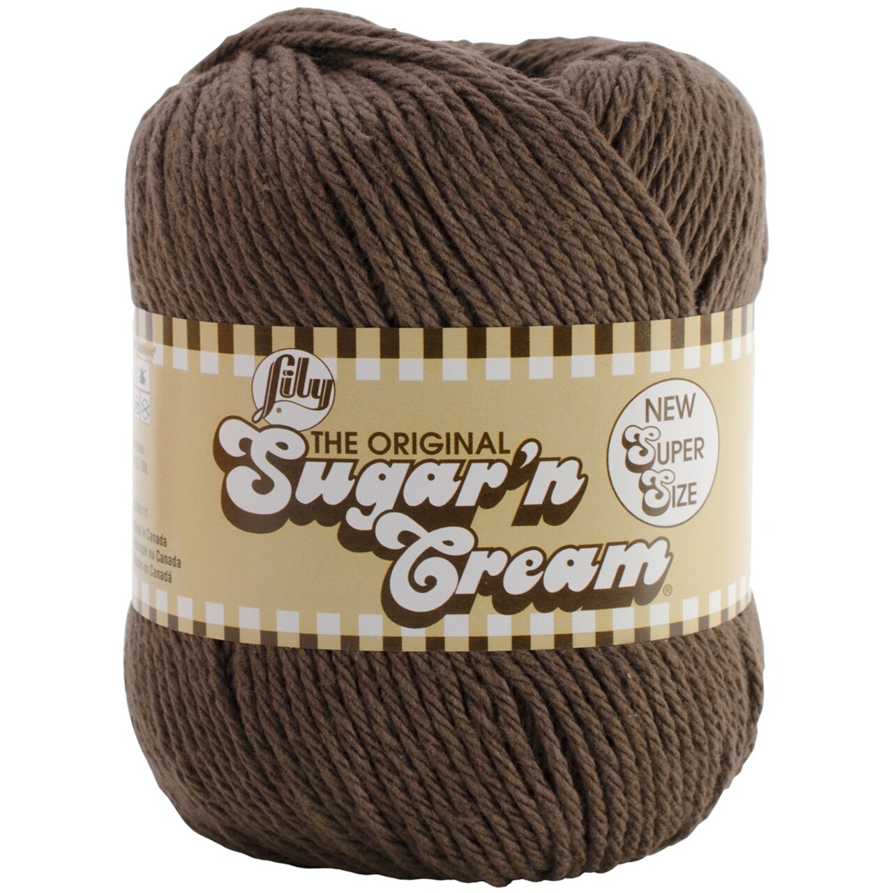 Lily Sugar'N Cream Super Size Warm Brown Yarn - 6 Pack of 113g/4oz - Cotton  - 4 Medium (Worsted) - 200 Yards - Knitting/Crochet